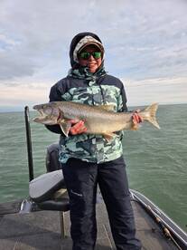 Courtney with a big fall Lake Erie lake trout