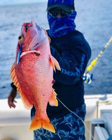 Throphy size red snapper on a jig