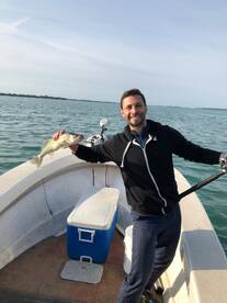 Sam with his first walleye ever.?