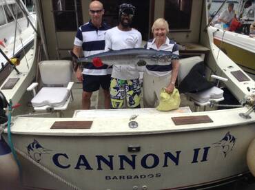 Mother and son fishing