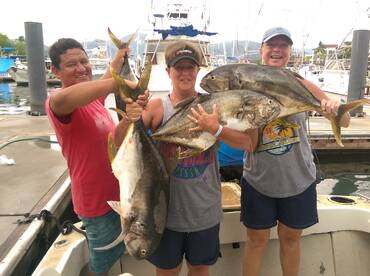 Happy anglers fishing 