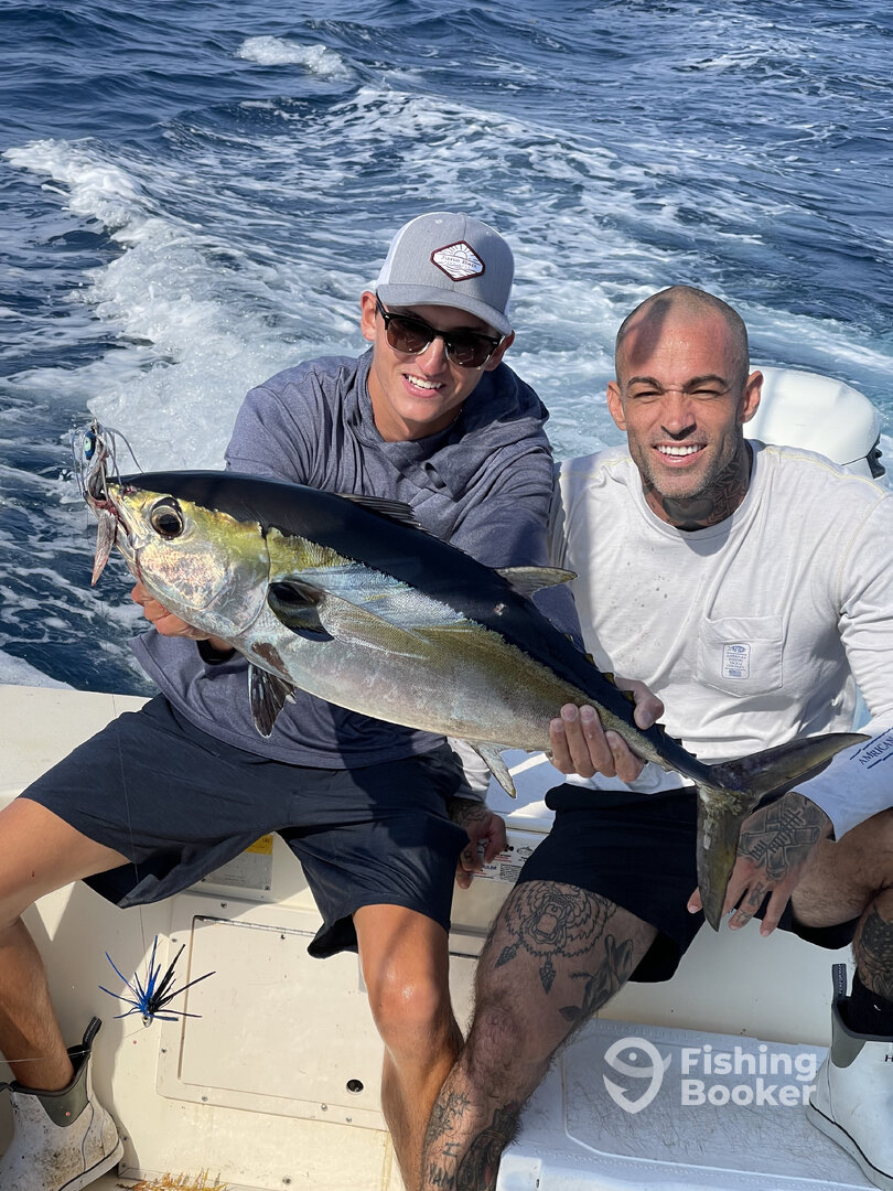 This Jumbo blackfin tuna ate a strip on the planer