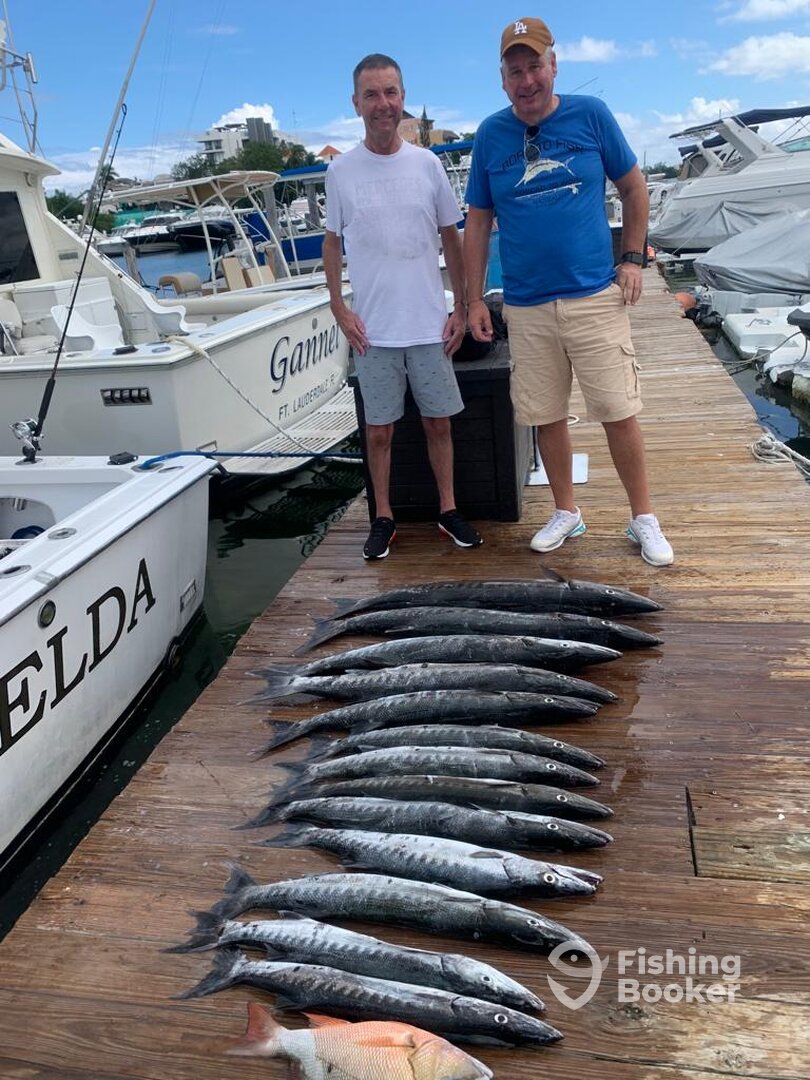 13 barracudas and 1 snapper 