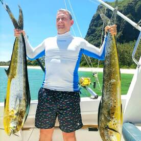 Father and son out fishing. 