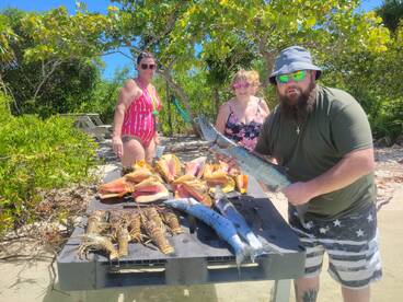 Fishing lobster catching and conch hunti