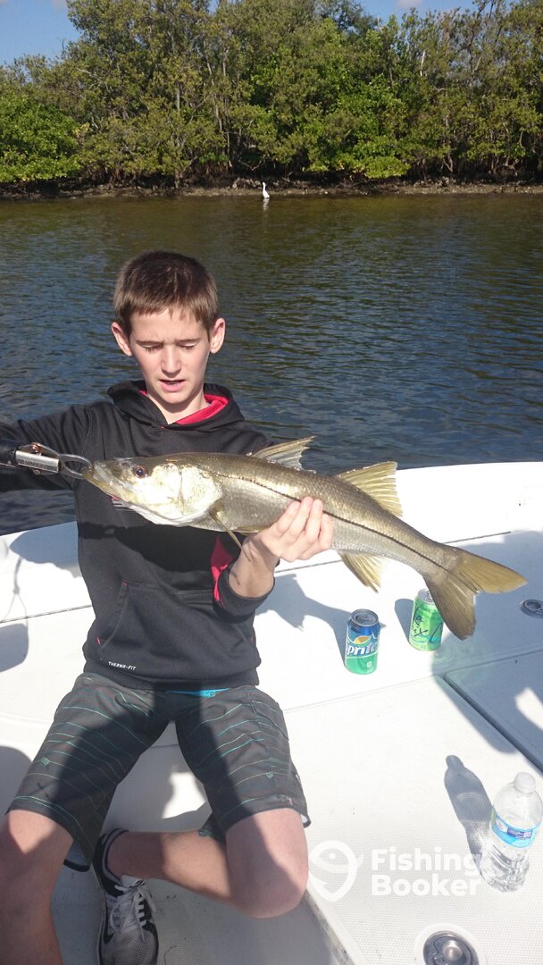 This is the biggest fish the birthday boy had ever caught. A snook measuring over 27
