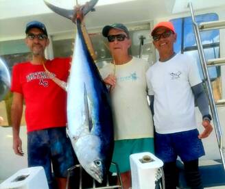 Back with a big yellowfin tuna 