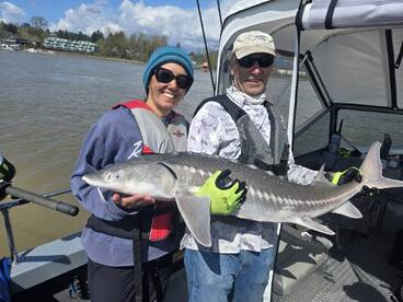 Mom landed the first fish of the day