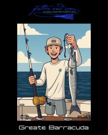 Young angler proudly displaying a Great Barracuda while fishing in Puerto Rico.