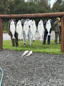 Best halibut fishermen on the alaskan sea  