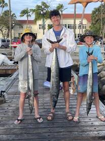 3 good sized Wahoo.  got 3 of 4 bites to the boat thx to Capt and crew! 